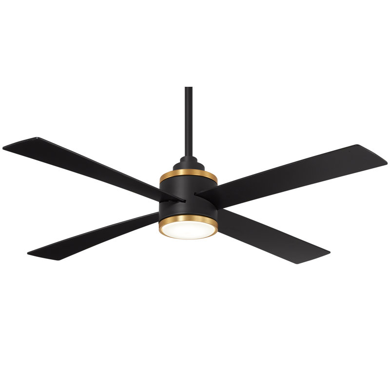 Minka Aire Falco - 54" Ceiling Fan W/Light Kit, Coal/Soft Brass, Coal/Soft Brass, Coal/Soft Brass