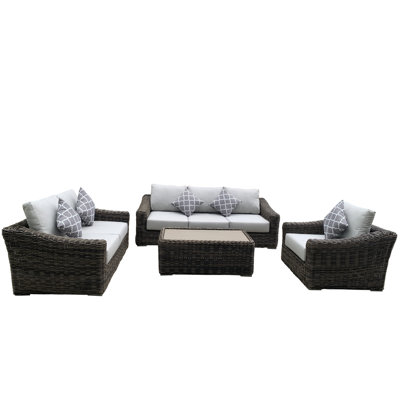 Carmia Wicker 6 - Person Patio Conversation Set
