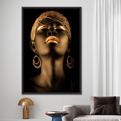 «Golden Lips African Woman», reproduction d'art sur toile chatoyante