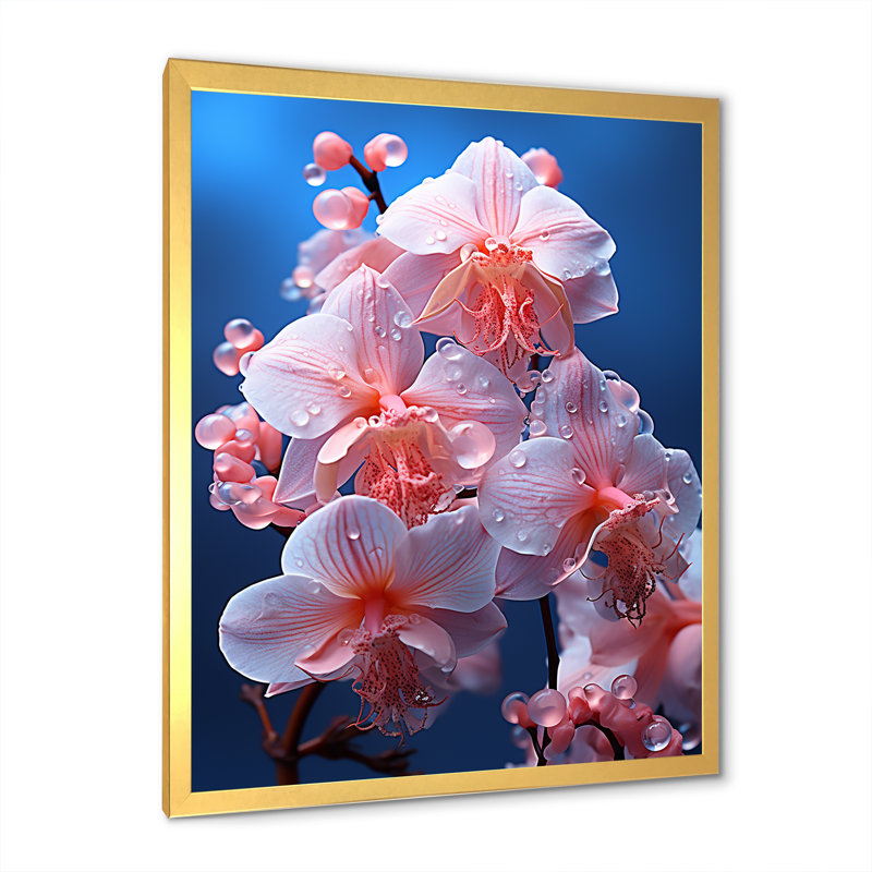Magnifiques orchidées harmonieuses, H 32 po x l 24 po x P 1 po, Cadre doré simple