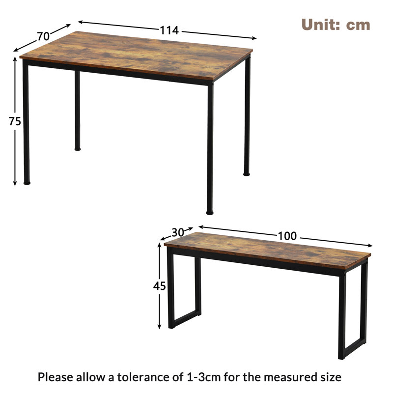 Belen 4 - Person Dining Set, Brown, Brown/Black, Black