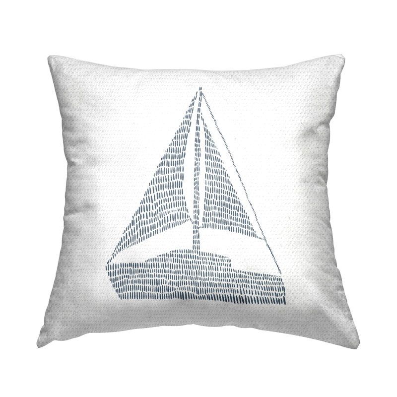 Minimal Sail Boat Printed Outdoor Throw Pillow Design by Jetty Home, LLC