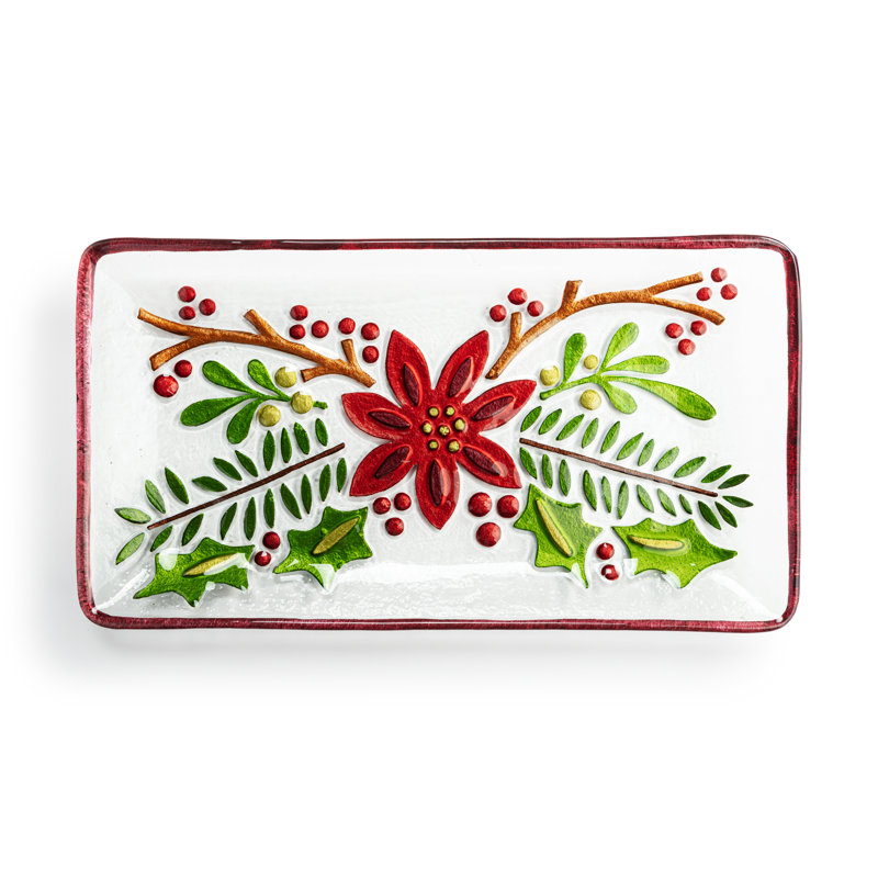 Poinsettia Rectangle Platter - 15X8in
