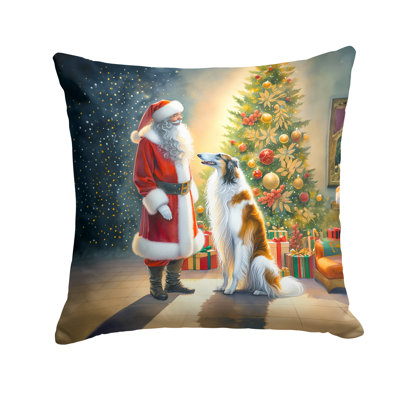 Coussin décoratif Borzoi and Santa Claus
