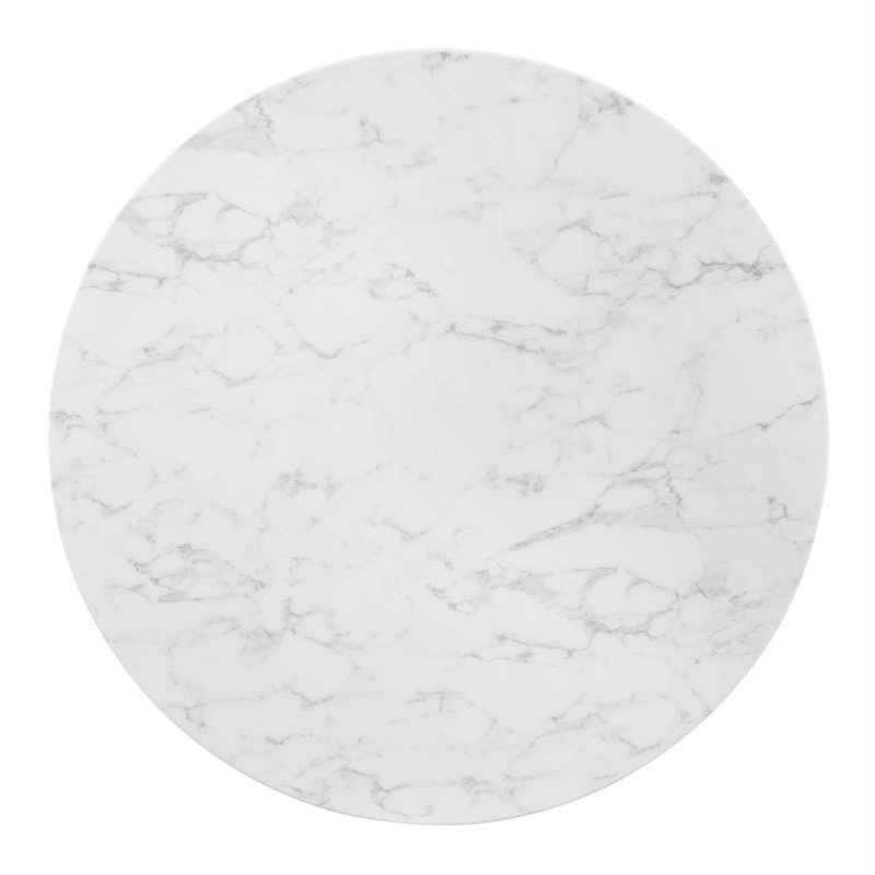 Table de salle à manger Zinque, l 47 po x L 47 po, Marbre blanc