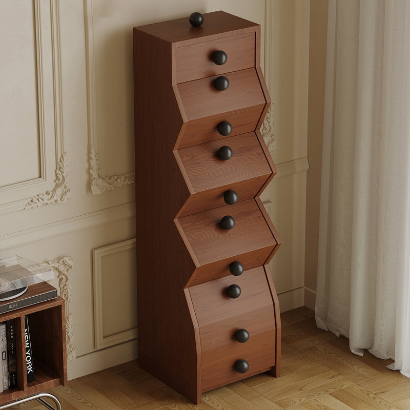 Commode à tiroirs 13,78 "en bois massif rétro pour petits espaces 13,78"