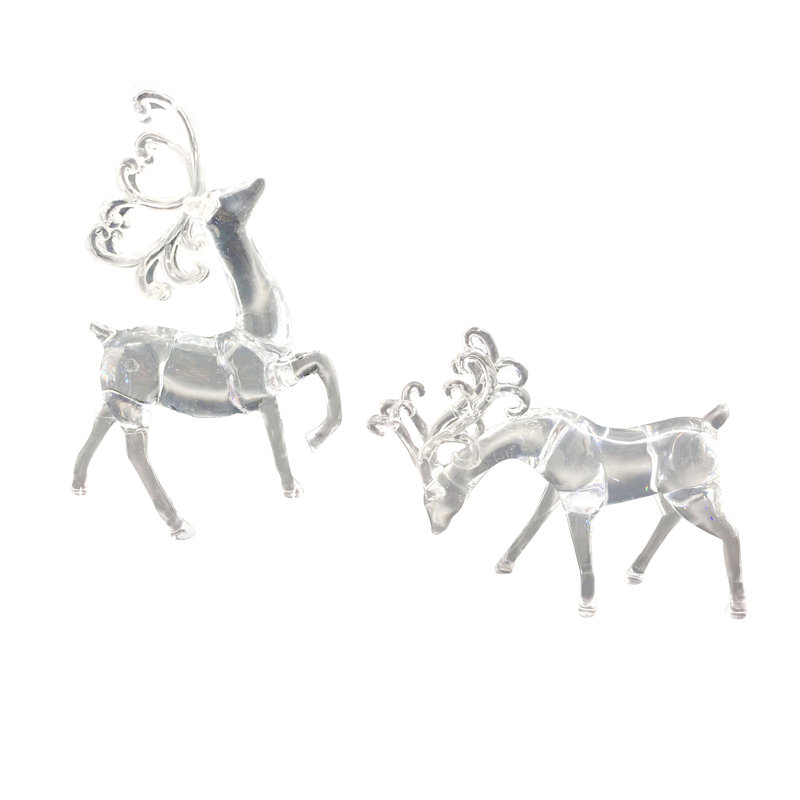 Ensemble de 2 figurines de renne sur pied transparentes 9,25 po