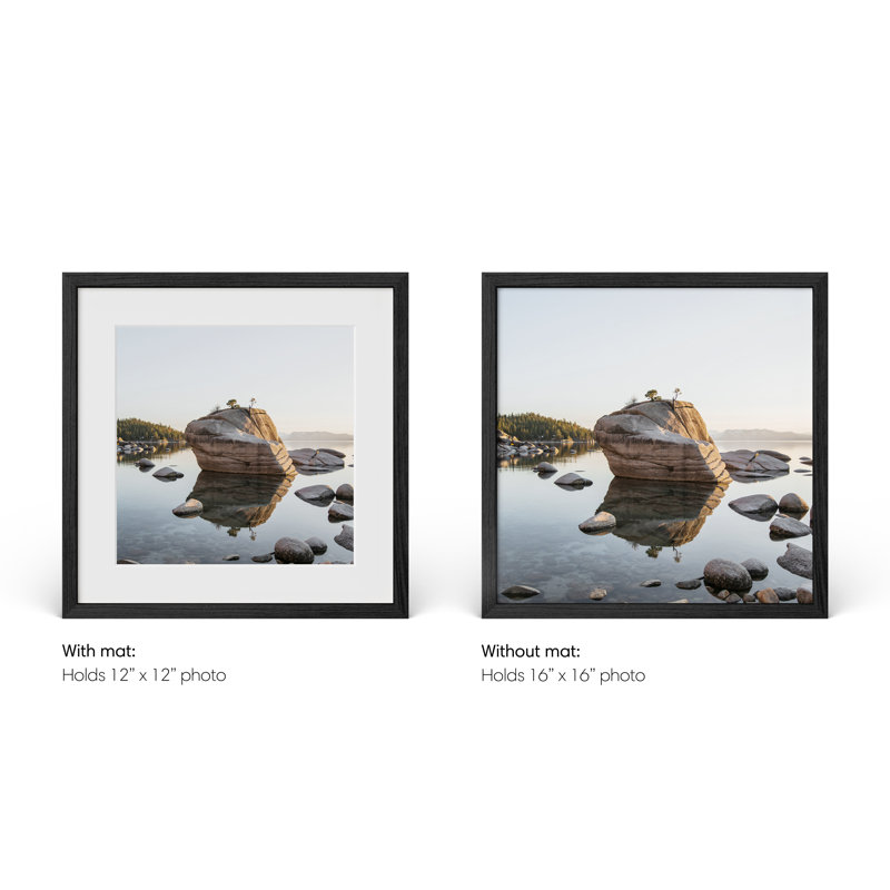 Cadre photo en bois massif avec verre, L 16 po x H 16 po, Noir