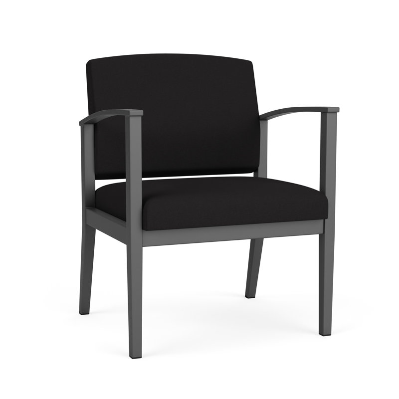 Chaise d'invité en acier Amherst, Portes ouvertes en tissu noir, Gris anthracite