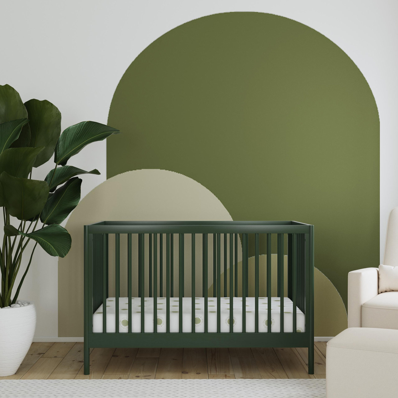 Birdie Pine 3-in-1 Convertible Crib, Forest Green