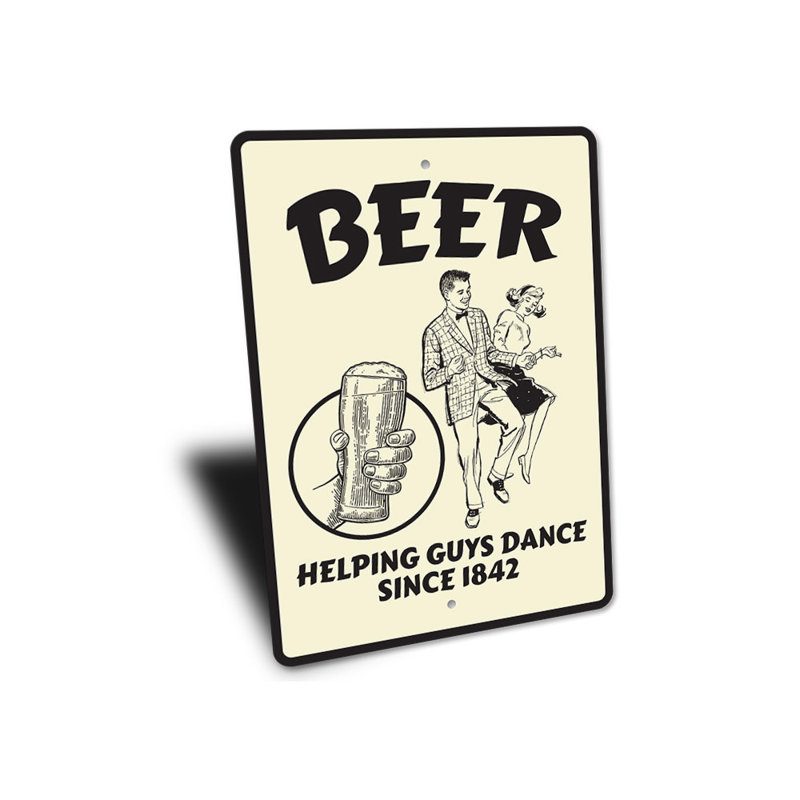 Signe en aluminium «Beer, aidant les garçons», H 18 po x l 12 po x P 0,06 po