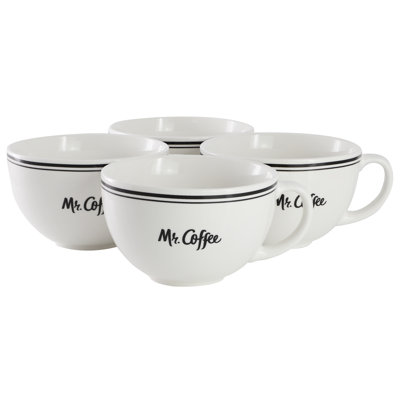 Mr. Coffee 4 Piece 22 Ounce Fine Ceramic Mug Set in White