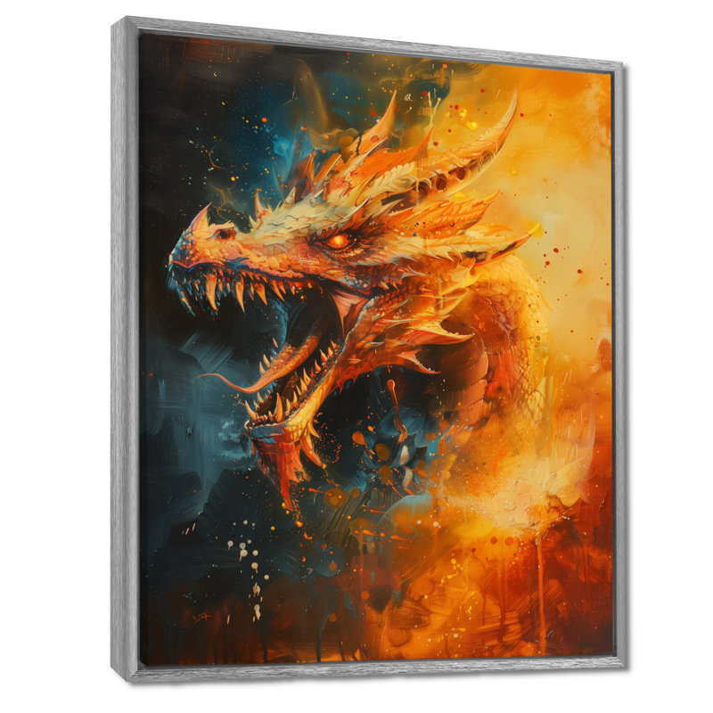 Art mural orange, orange et jaune, Toile argentée avec cadre flottant, H 32 po x l 16 po x P 1 po