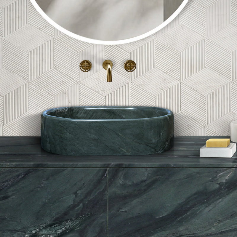 Lavabo vasque, lavabo ovale pour salle de bain, Vert