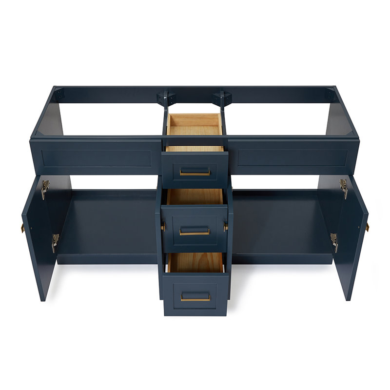 Paulla 60'' W Double Bathroom Vanity Base, Midnight Blue