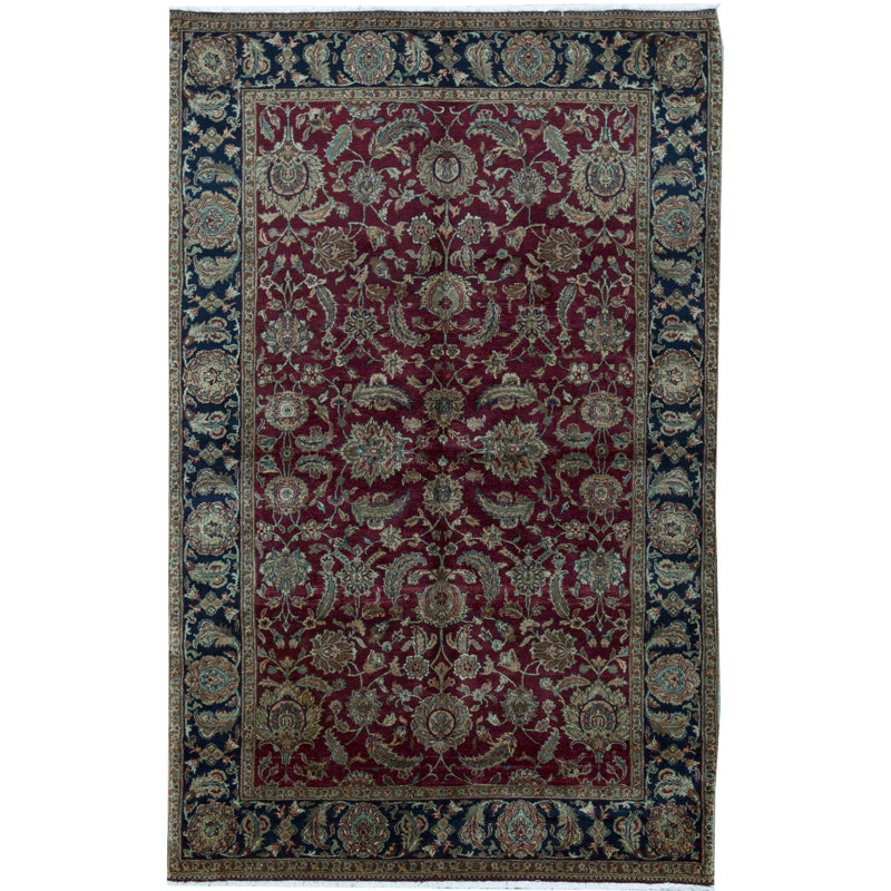 Sona Wool Oriental Area Rug in Red/Navy
