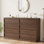 Table de chevet 4 tiroirs en noyer, commode PB avec poignées en bois, rangement polyvalent moderne