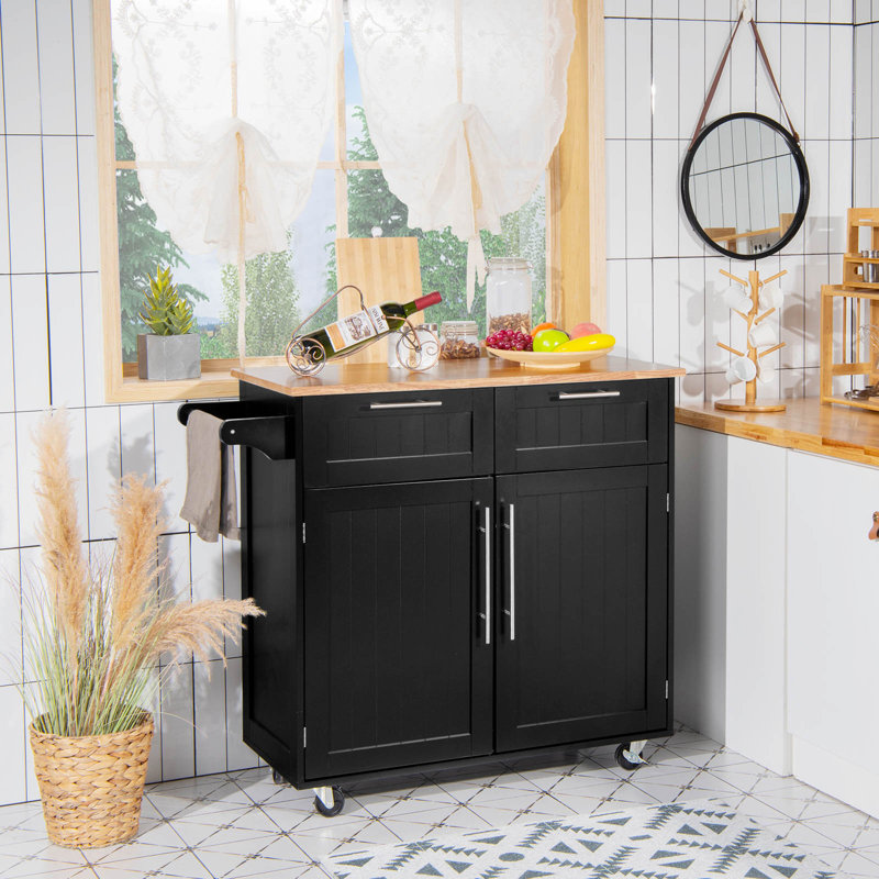 Ameia 94 cm W Kitchen Island with Solid Wood Top