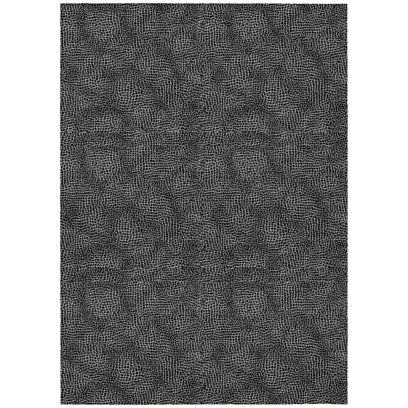 HomeRoots 3' X 5' Black Geometric Washable Indoor Outdoor Area Rug