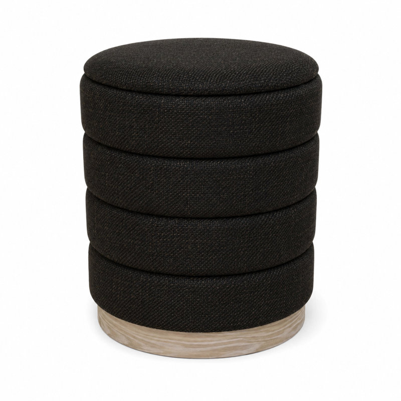 Stylish Linen Cylinder Storage Ottoman, Chocolate