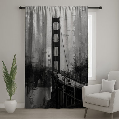 Golden Gate Bridge Window Curtains, Bridge Sheer & Blockout Curtains - 1 Panel