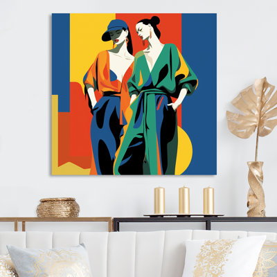 Art mural en métal orange et vert mexicain Romance of Women III - femme mexicaine