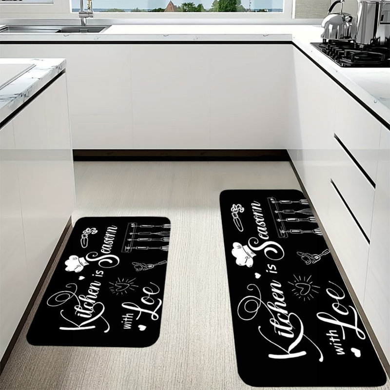 Heartfelt Kitchen Theme Print Kitchen Living Room 2 Pcs Kitchen Mats