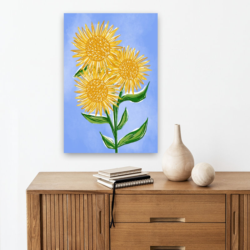 Sunny Sunflowers Abstract Sunflower Flower Nature Wall Art Print by Martina - Wrapped Canvas Print, 45.72cm H x 30.48cm W