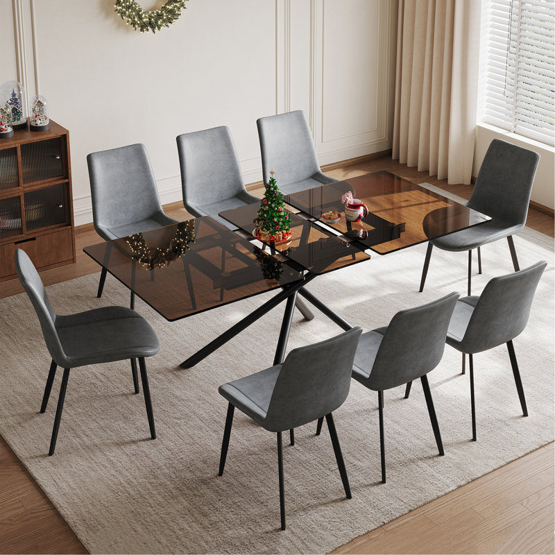 Ensemble de table de salle à manger extensible avec chaises sans accoudoirs, ensemble de salle à manger moderne pour petits espaces, cuisine et appartement