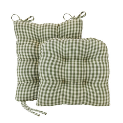 Le coussin de chaise berçante antidérapante The Gripper est épais, comprend un coussin de siège et un dossier avec attaches pour la chaise berçante de salon d'intérieur, 17 x 17 pouces, ensemble de 2 pièces, noir Vichy
