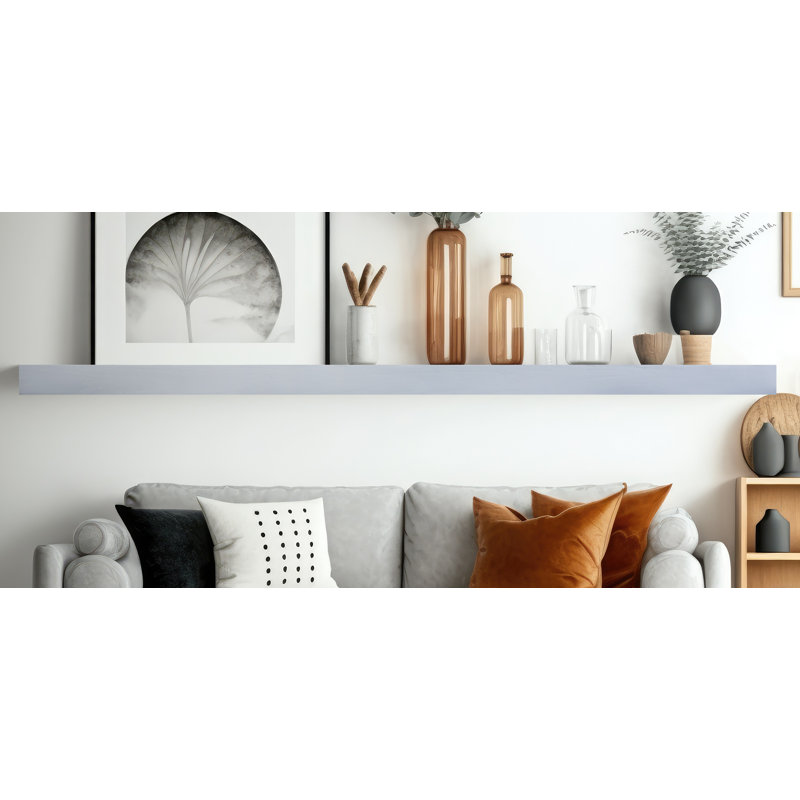 Baxlee Oak Floating Shelf, Gray, 3" H x 61" W x 6" D