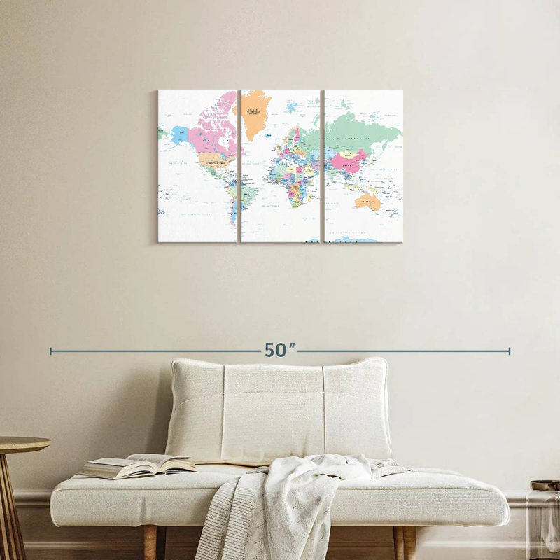 Carte du monde pastel Keiri, H 20 po x l 33 po