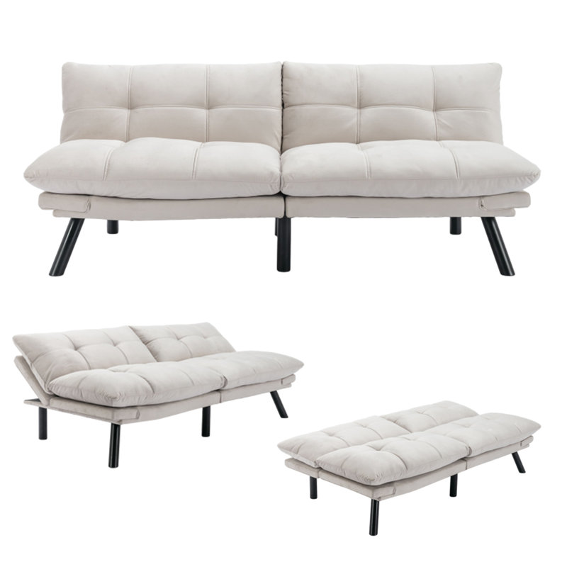 Temoor 70.87'' Velvet Sofa, Cream Velvet