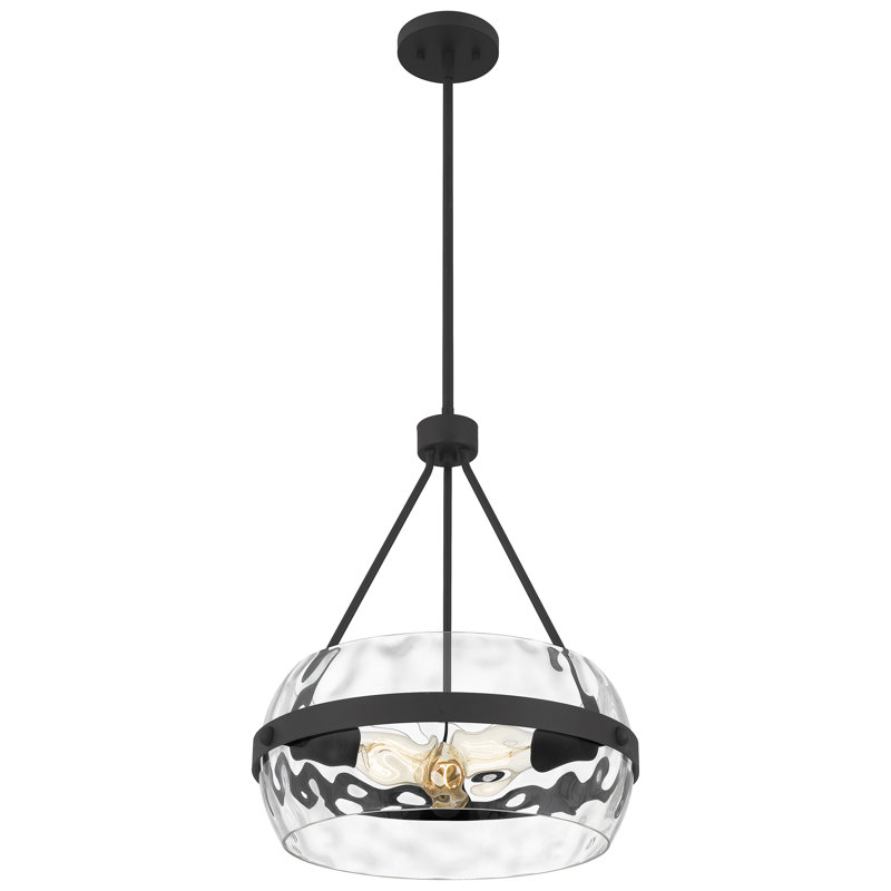 Luminaire suspendu tambour 3 lumières Melvina, Noir terre