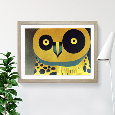 Golden Abstract Owl - Framed Print