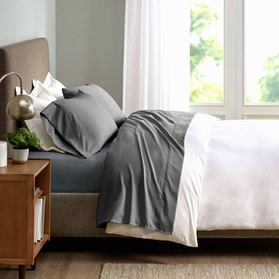 CoolMax Ultra-Breathable Microfiber Cooling Sheet Set - Moisture-Wicking Grey Bedding Bundle (4-Piece, Size SHET20-963)
