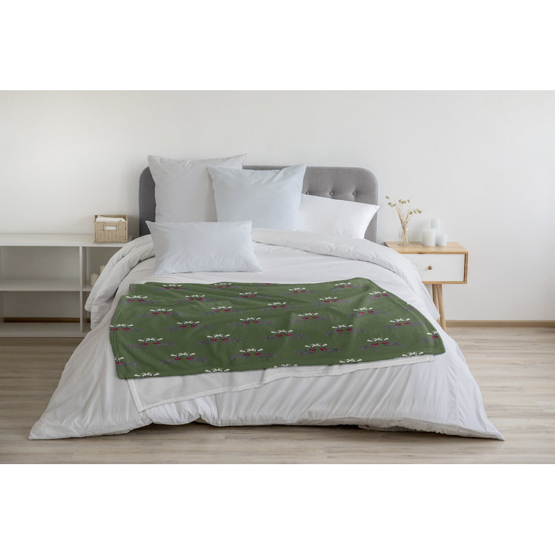 Merry Deer Pattern Christmas Throw Blanket, Green, 30" W x 39.75" L