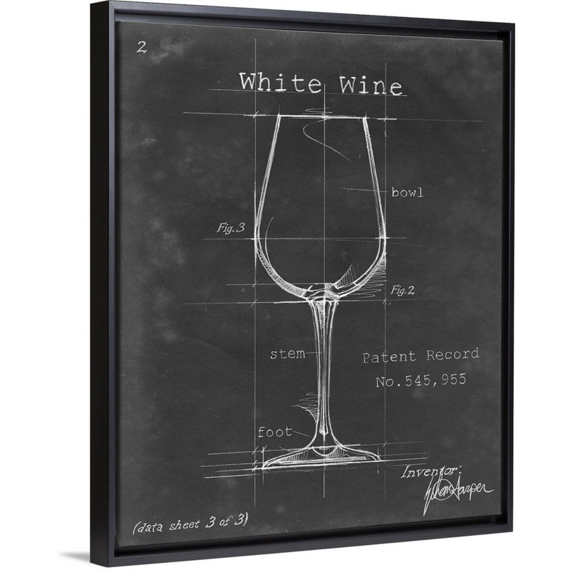 Barware Blueprint IV - Impression sur toile, Cadre flottant noir, H 21,7 po x l 17,7 po x P 1,75 po