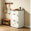 Classeur à tiroirs verrouillable de style ferme, meuble de rangement en bois blanc vieilli avec plateau en bois brun, support pour imprimante de bureau à domicile