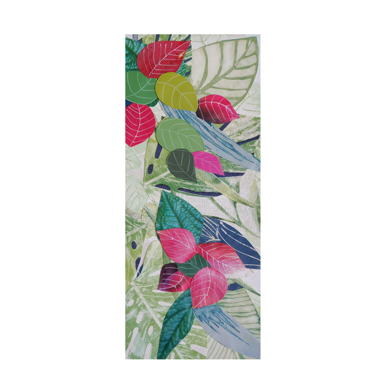 Bougainvilla II Tropical Leaves and Flowers Canvas Art in Wood Frame