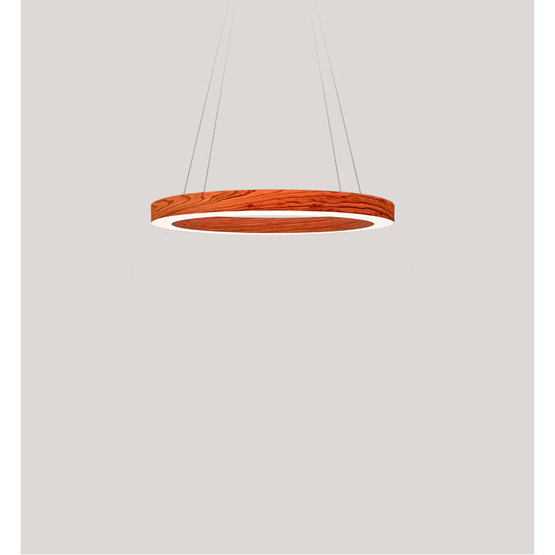 Oh! Line 1 - Light LED Pendant, 2" H x 23.6" W x 23.6" D, Natural Cherry