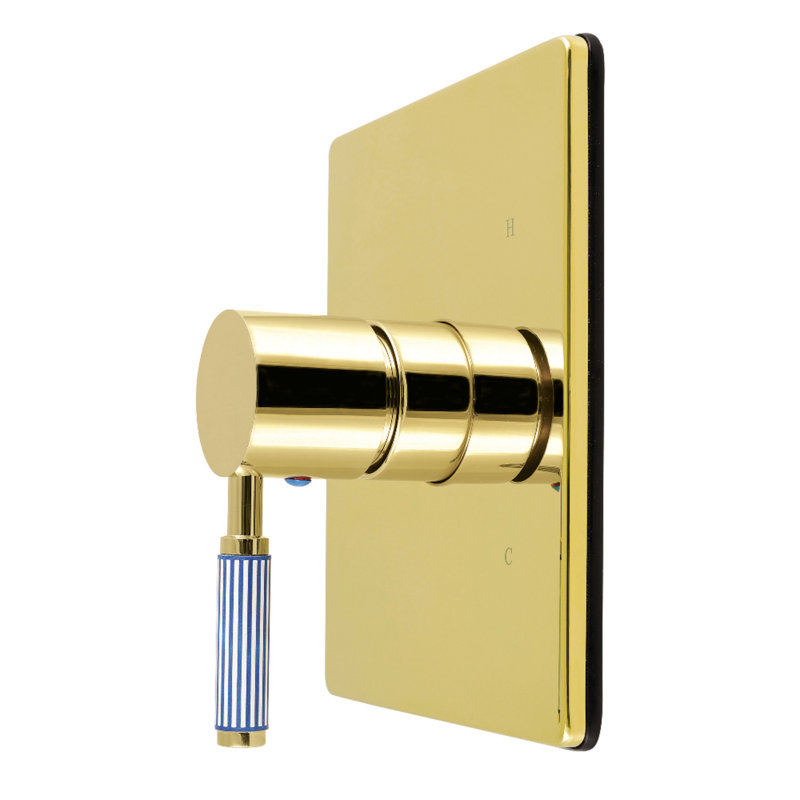 Kingston Brass Verona Single-Handle Pressure Balanced Tub and Shower Faucet Valve and Trim Kit, Polished Brass