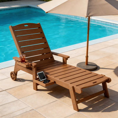 Chaise longue de piscine réglable et imperméable à l'eau avec roulettes et chaise longue inclinable