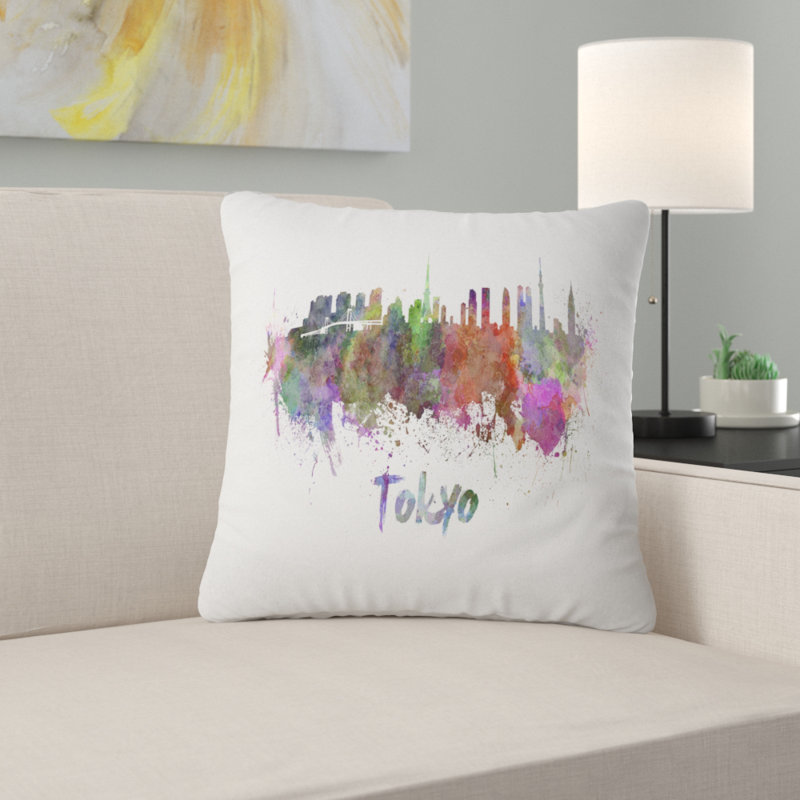 Coussin décoratif imprimé paysage urbain de tokyo tokyo, 12 po x 20 po, Rectangulaire