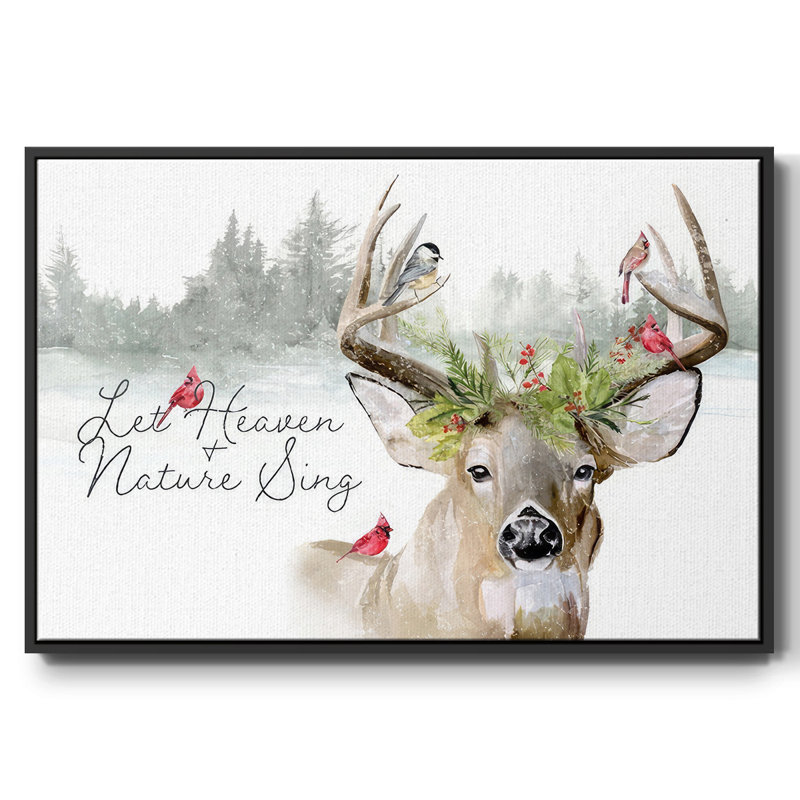 Collection de cerfs des Fêtes A, Cadre noir, H 17 po x l 25 po x P 1,5 po