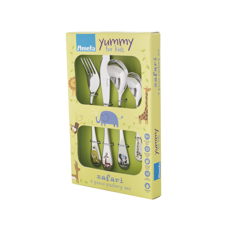 Amefa Stainless Steel Childrens Cutlery Set SAFARI 4 Piece 18/10 Stainless Steel