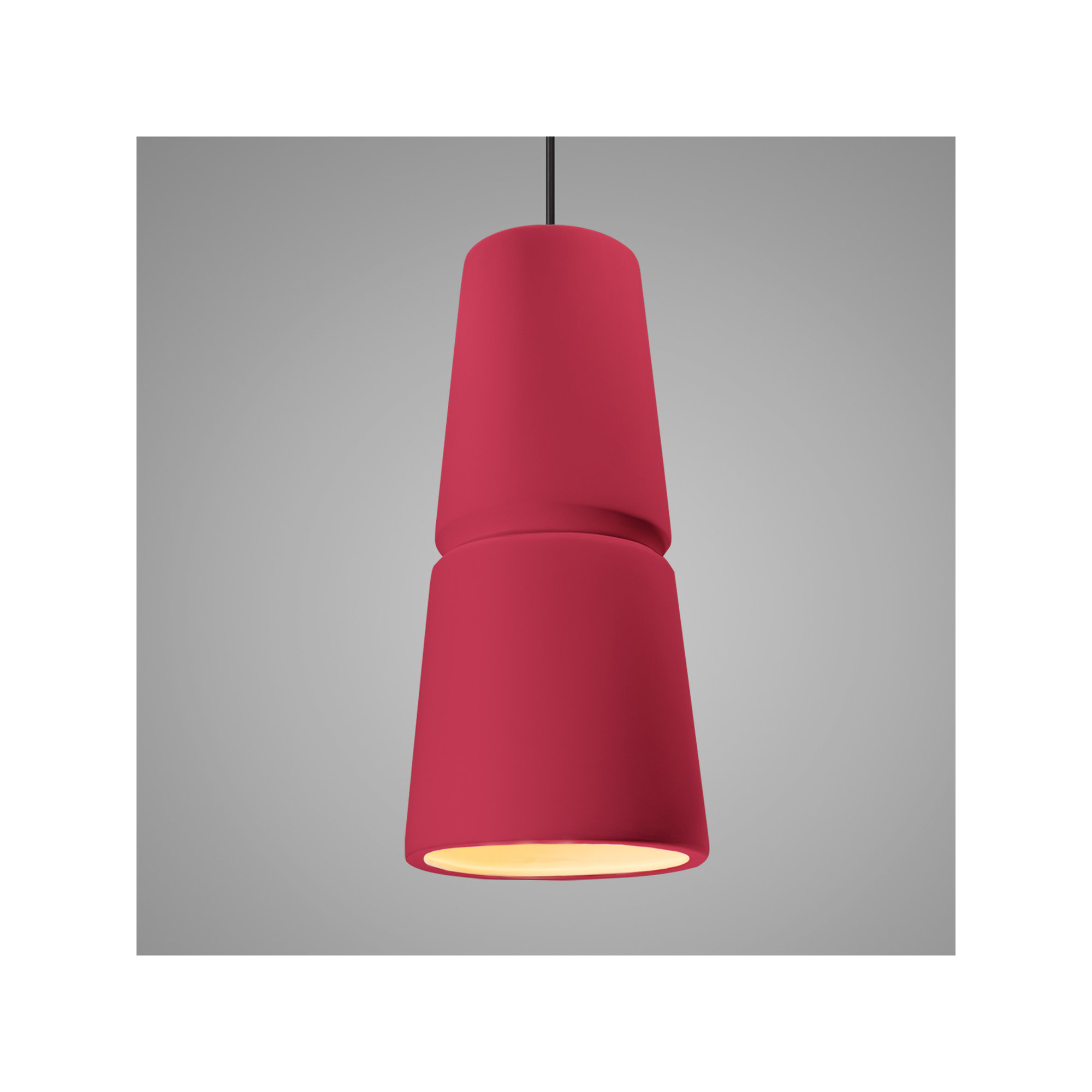 Logan 1 - Light Single Cone Pendant, Cerise, Antique Brass, 18" H x 8" W x 8" D