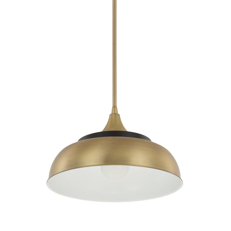 Luminaire suspendu en dome à 1 lumière, Laiton / onyx