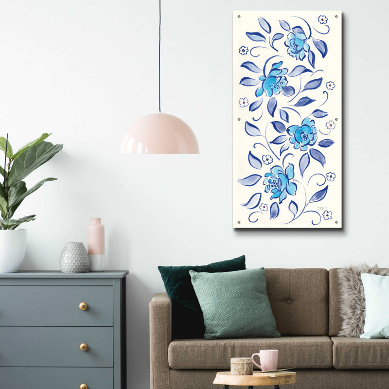 «Peacock Garden X» par Miranda Thomas, art mural en verre acrylique, 12 po x 24 po, H 48 po x l 24 po