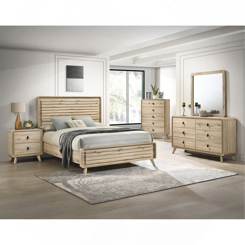 Commode en bois d'inspiration Mid-Century avec un grand espace de tiroir et des textures naturelles pour des solutions de rangement élégantes
